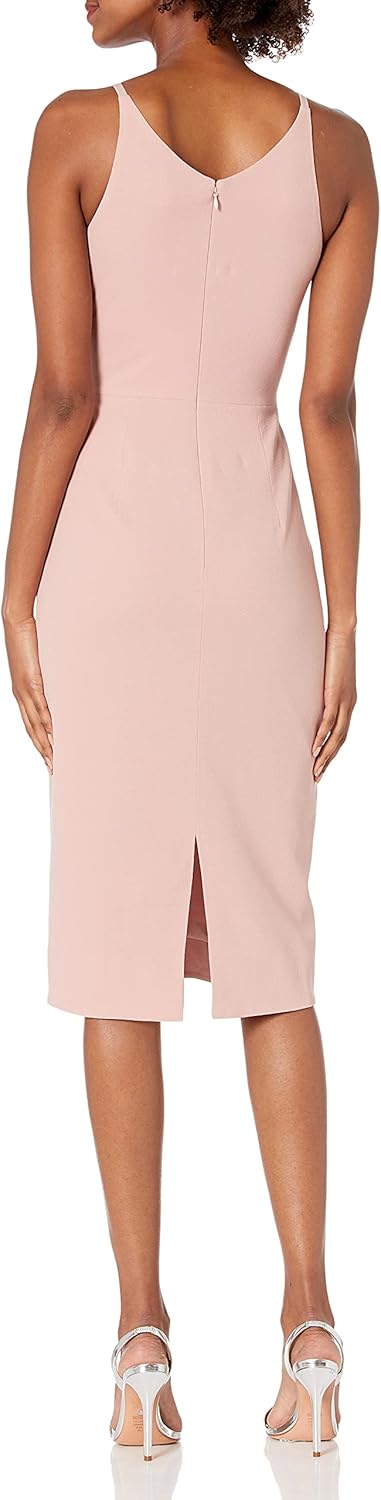 Dress the Population Lyla plunging sleeveless fitted midi sheath dress in [color] — view 2