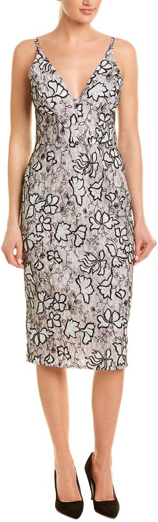 Dress the Population Lyla plunging sleeveless fitted midi sheath dress in [color] — view 4