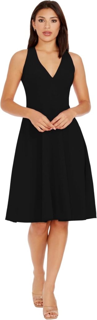Solid Sleeveless Fit and Flare Midi Dress for Weddings