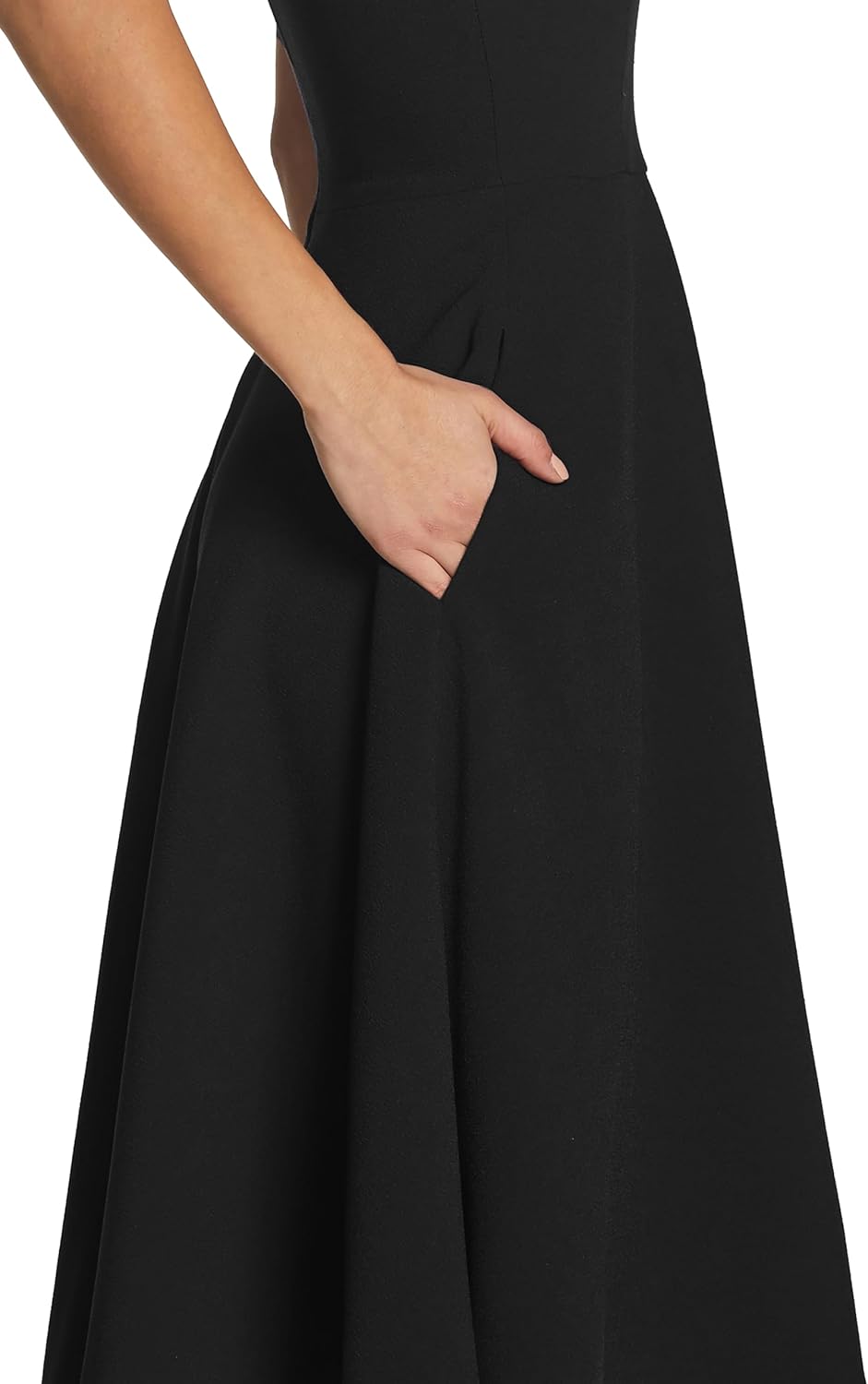 Dress the Population Catalina solid sleeveless fit and flare midi dress in {color} — view 2