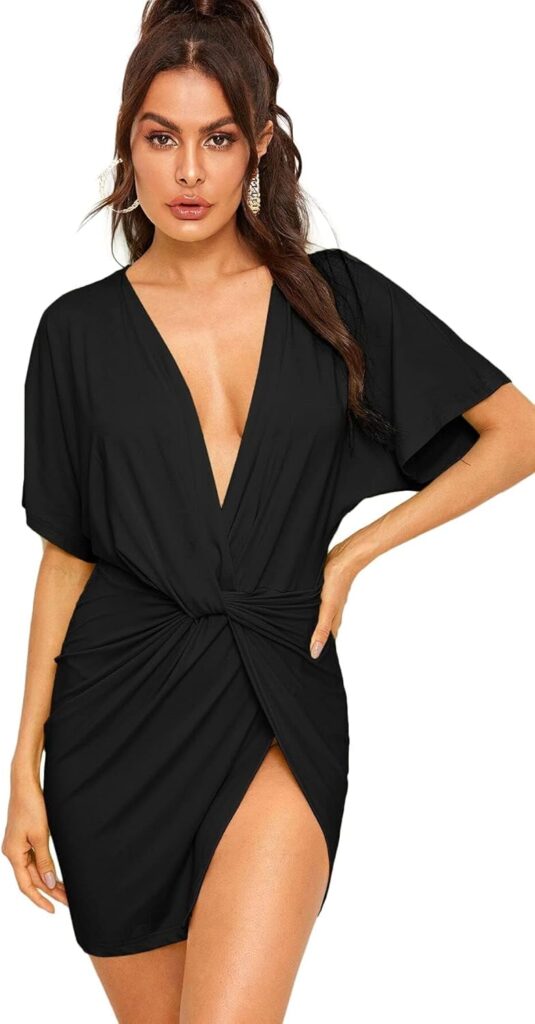 Deep V Neck Twisted Mini Dress for Party & Date Night