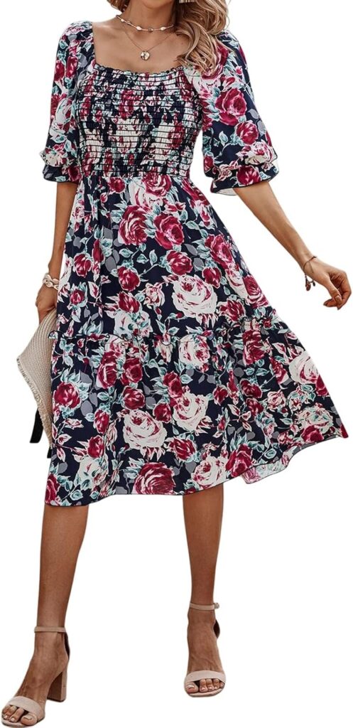 PRETTYGARDEN Boho Floral Midi Dress Summer 2026