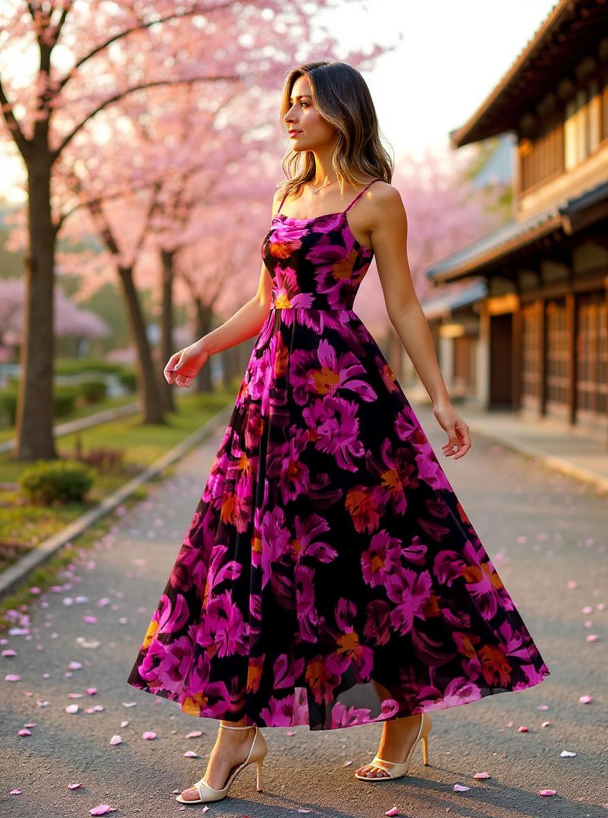 BTFBM women's floral printed maxi dress with spaghetti straps in [color], boho style — view 3