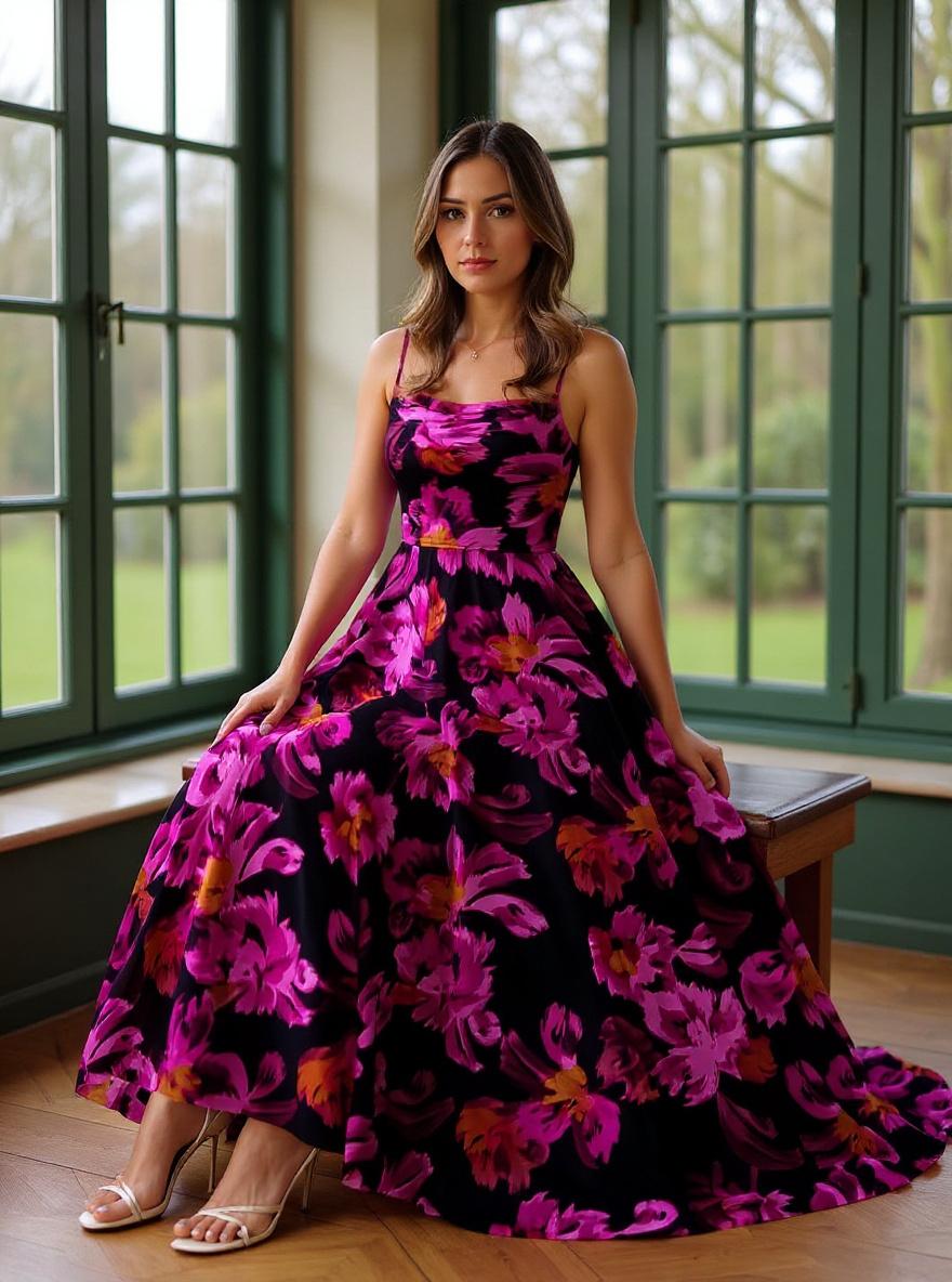 BTFBM women's floral printed maxi dress with spaghetti straps in [color], boho style — view 4