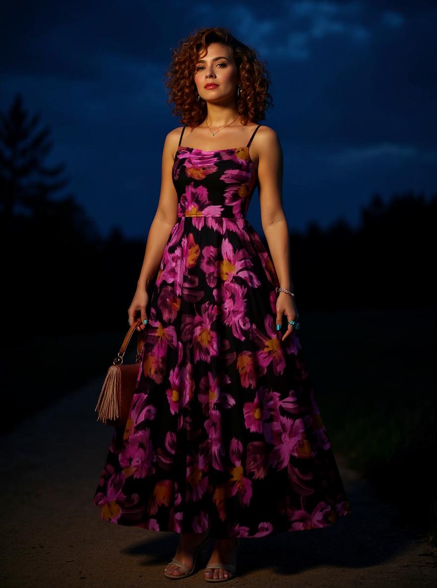 BTFBM women's floral printed maxi dress with spaghetti straps in [color], boho style — view 5 a