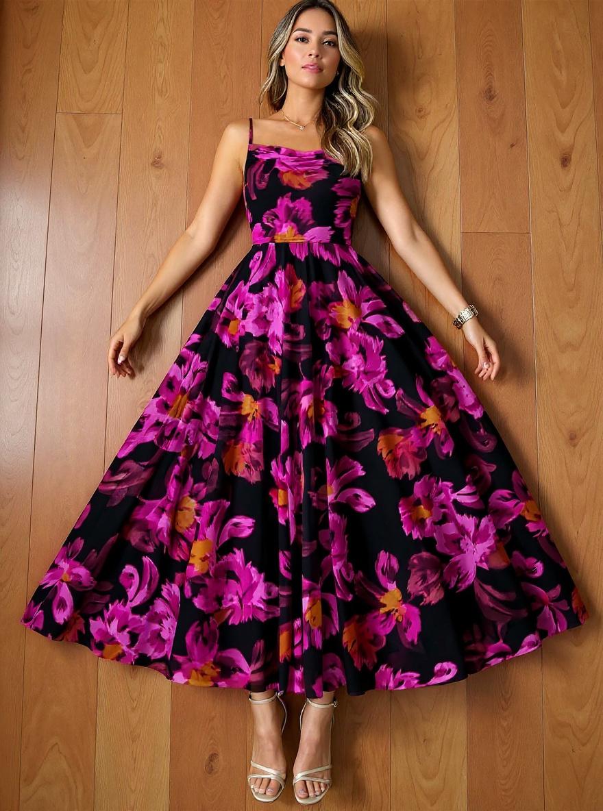 BTFBM women's floral printed maxi dress with spaghetti straps in [color], boho style — view 7 a