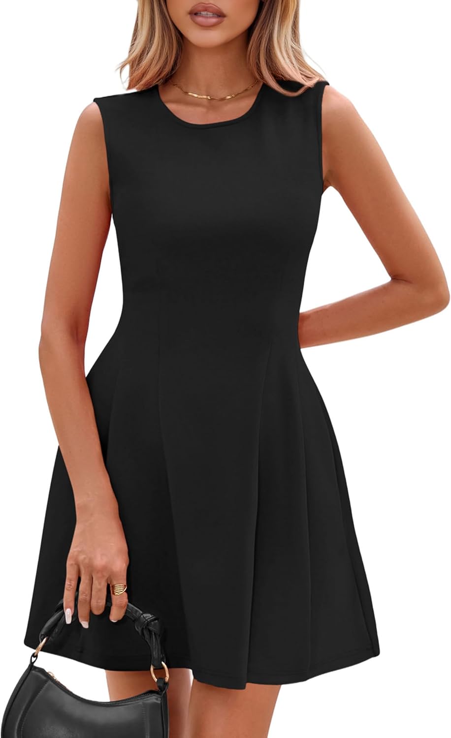 PRETTYGARDEN {color} elegant A-line summer dress, classic work style — view 2