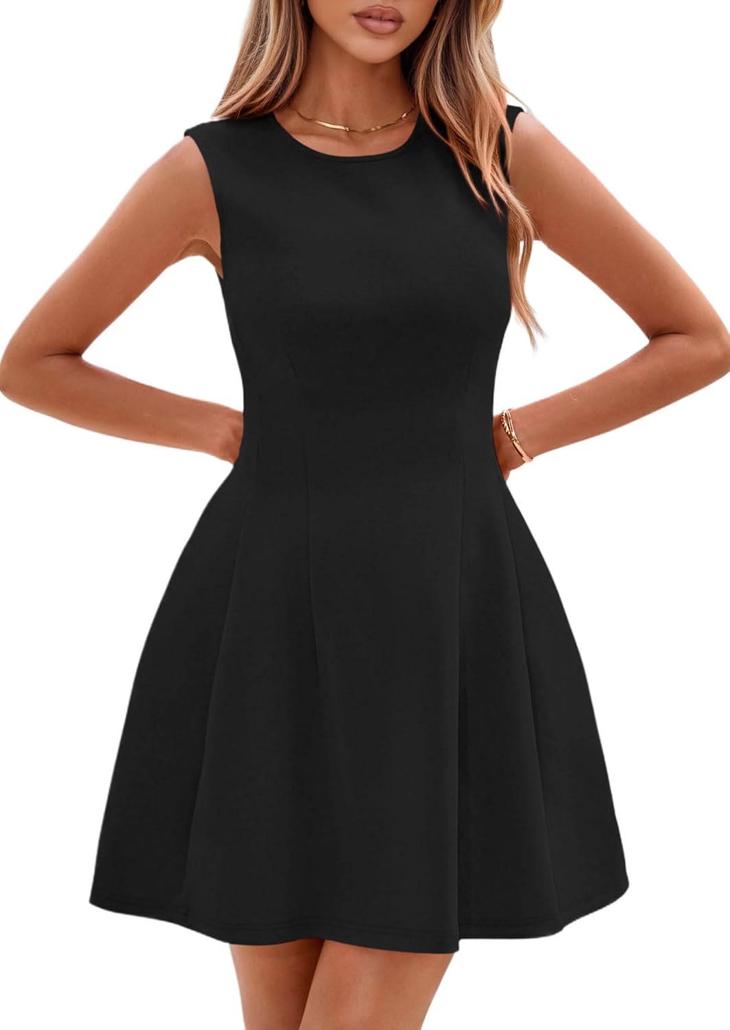 PRETTYGARDEN {color} elegant A-line summer dress, classic work style — view 5