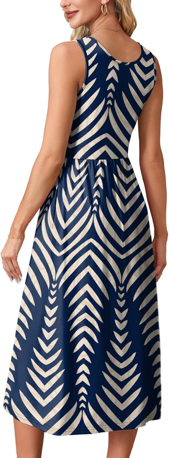 WIHOLL flowy midi sundress in [color] with pockets, casual boho beach vacation dress — view 2