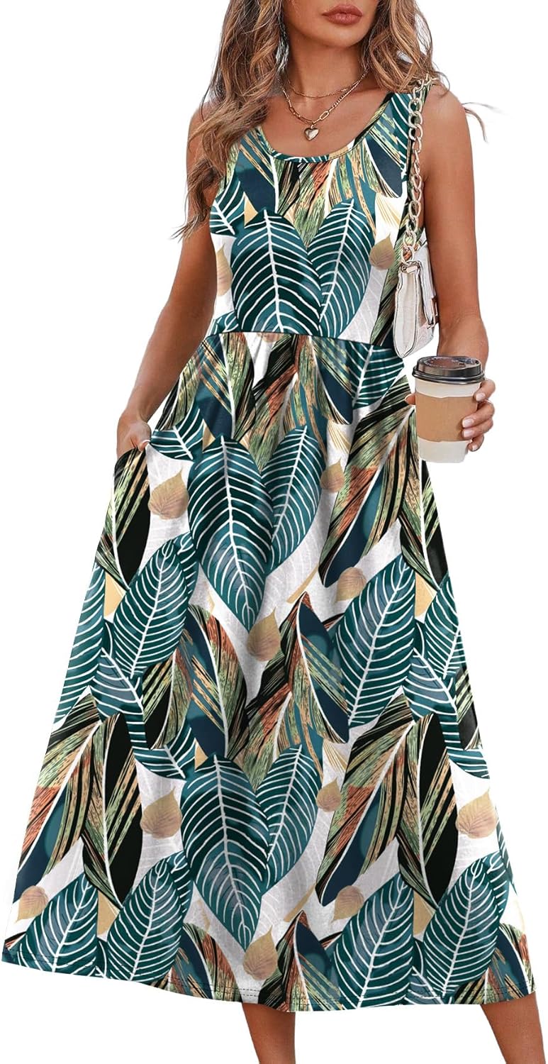 WIHOLL flowy midi sundress in [color] with pockets, casual boho beach vacation dress — view 4