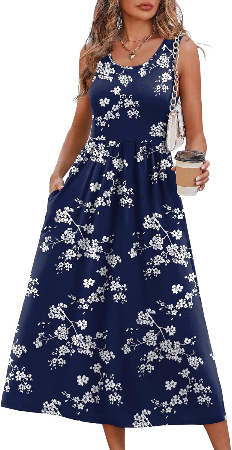 WIHOLL flowy midi sundress in [color] with pockets, casual boho beach vacation dress — view 5