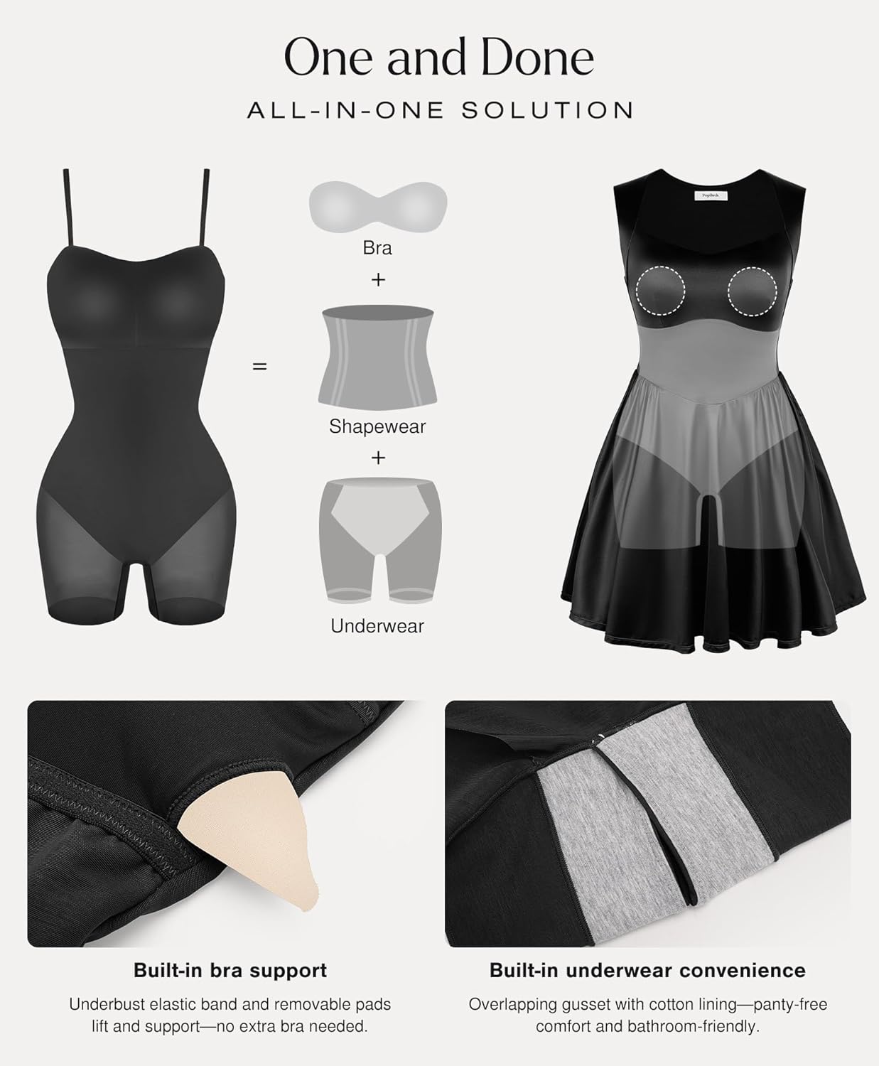 Popilush {color} A-line graduation dress with sweetheart neckline, elegant mini length for party — view 3