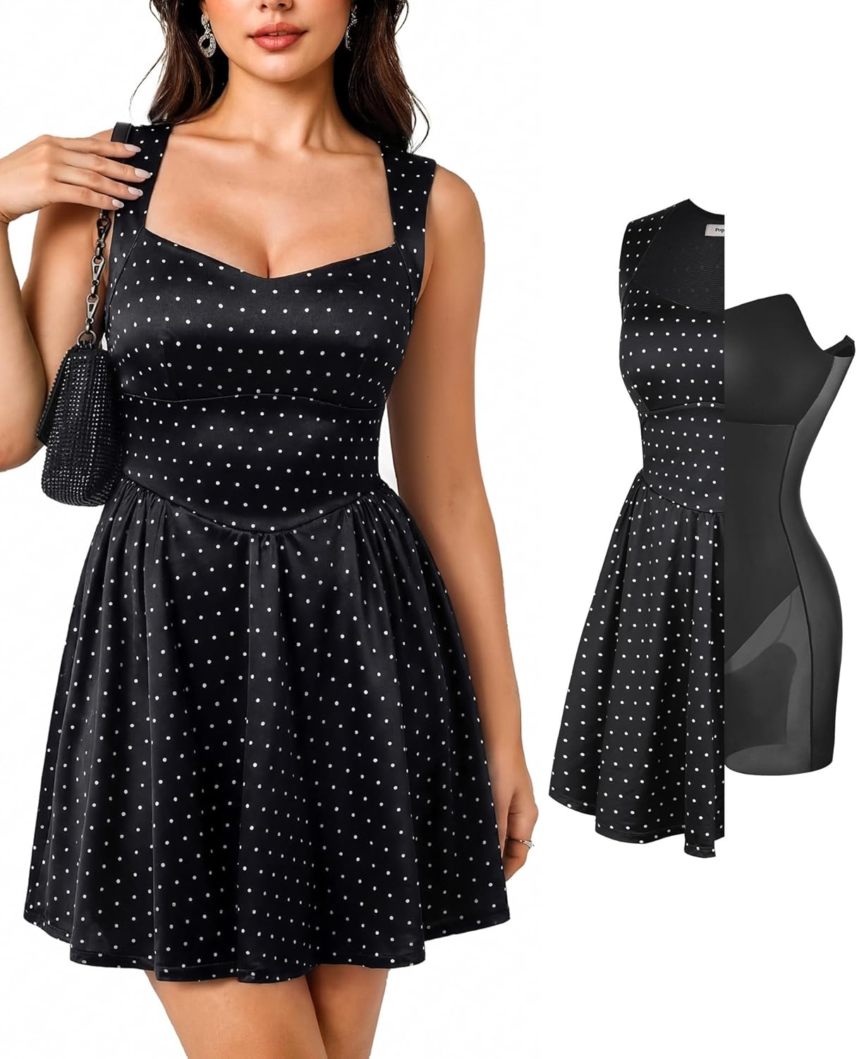 Popilush {color} A-line graduation dress with sweetheart neckline, elegant mini length for party — view 5