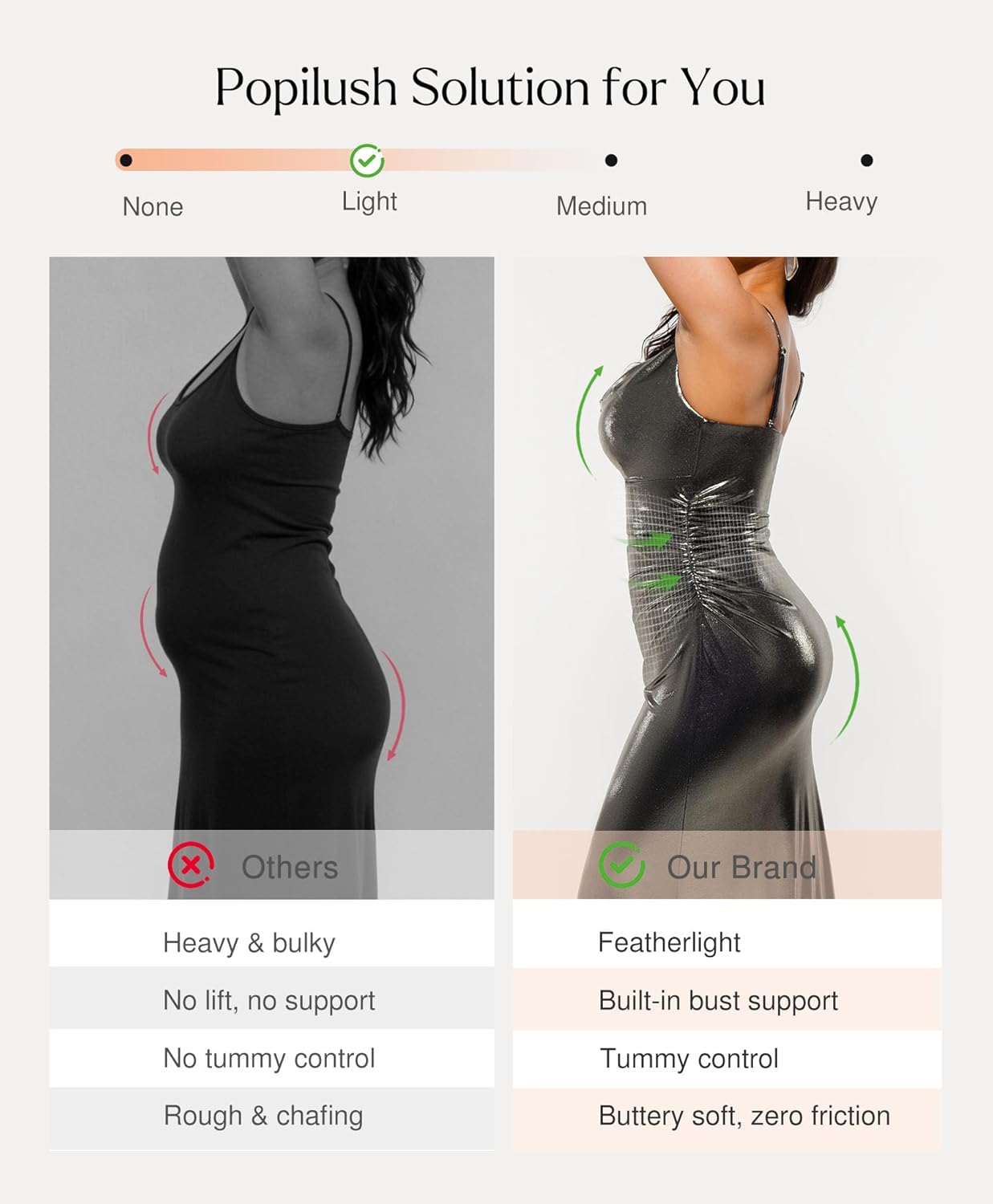 Popilush formal midi dress with built-in bra shapewear in [color], featuring cowl neck and sparkly ruched details — view 4