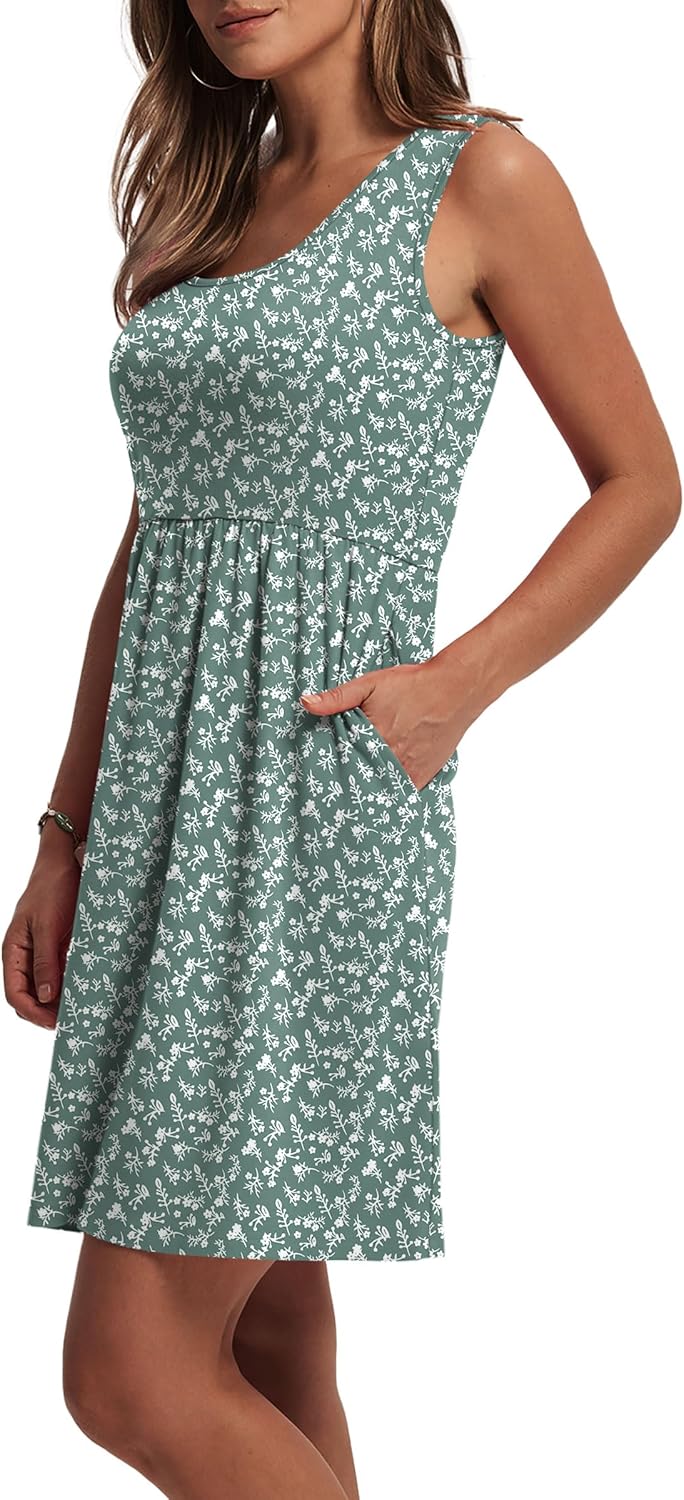 WIHOLL women's sleeveless A-line summer sundress in [COLOR] with pockets and [PATTERN] — view 4