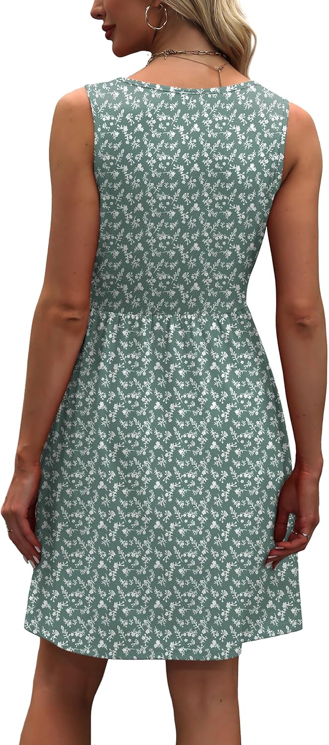 WIHOLL women's sleeveless A-line summer sundress in [COLOR] with pockets and [PATTERN] — view 2