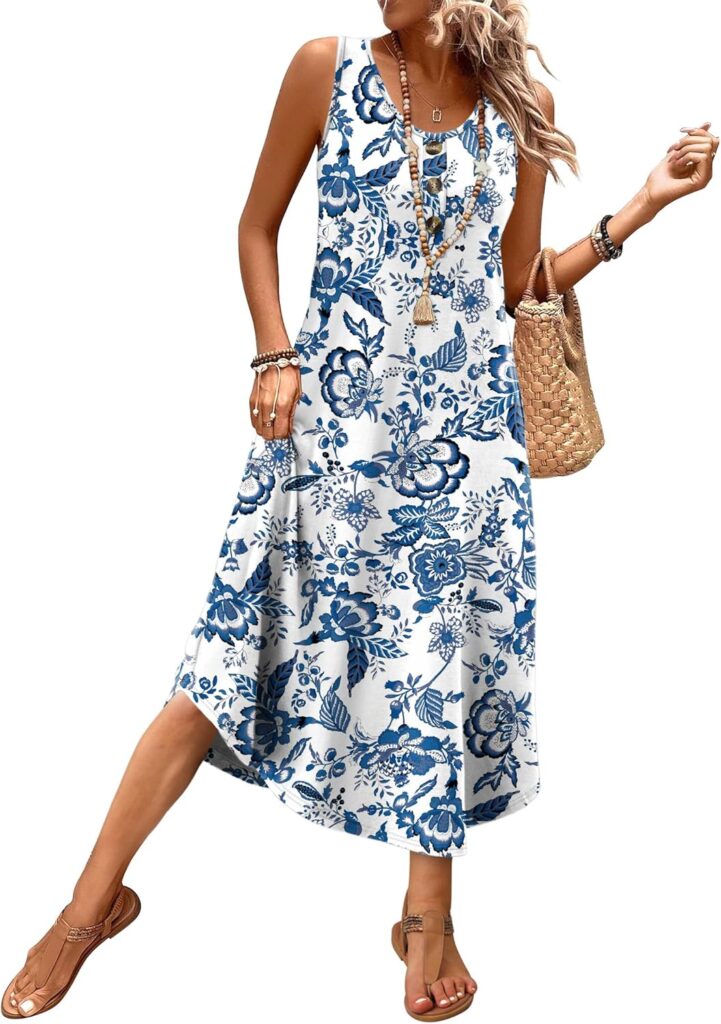 Button Front Sleeveless Midi Dress for Beach Vacation 2026