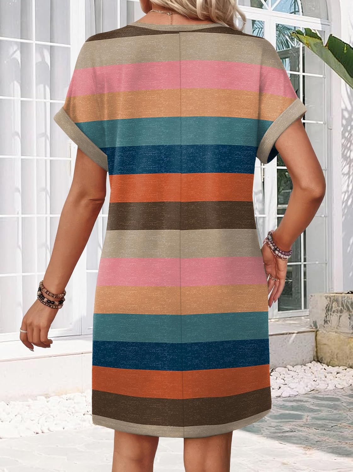 WIHOLL casual summer t-shirt dress in [COLOR] - minimalist design perfect for beach vacation and wedding guest occasions — view 2