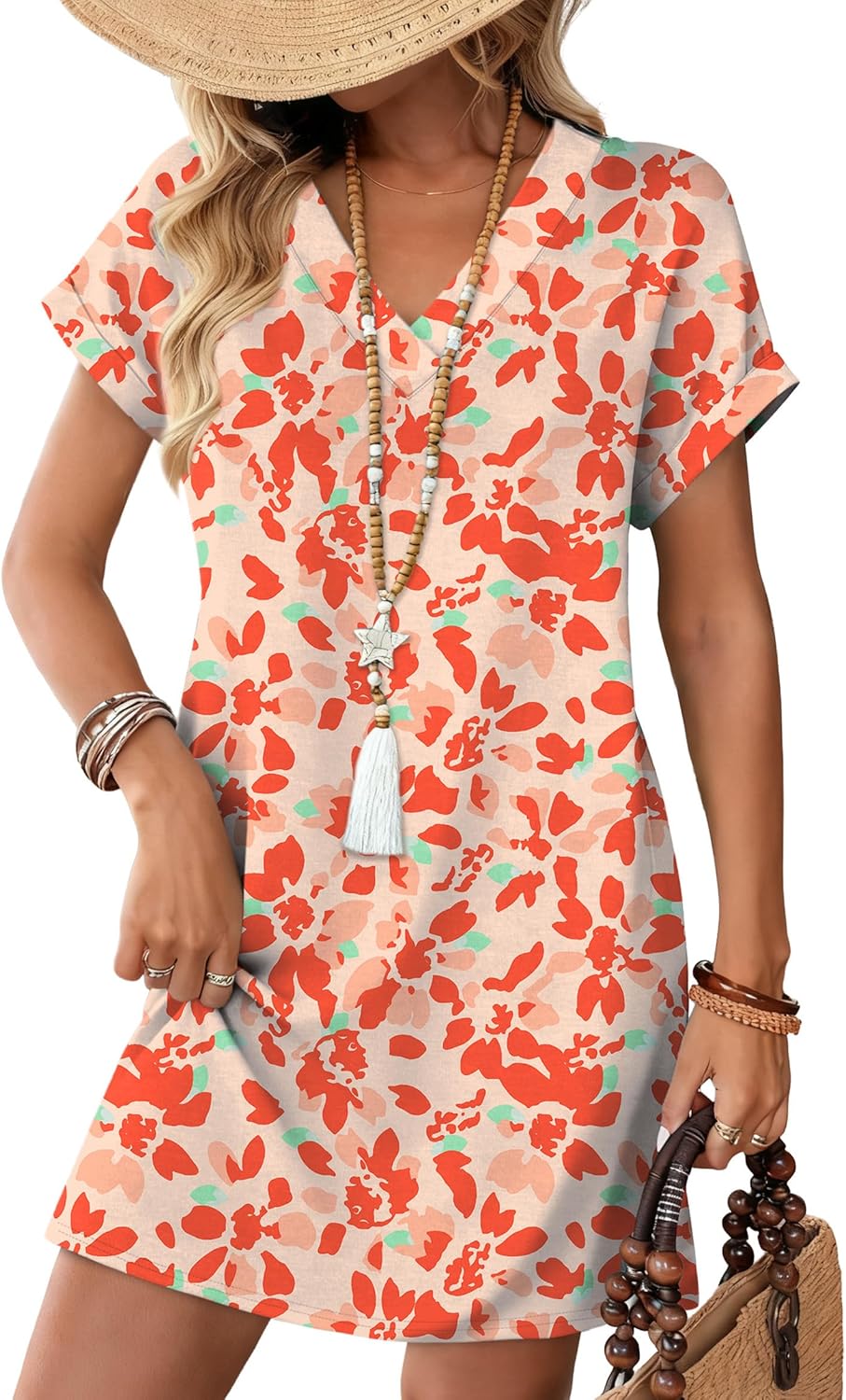 WIHOLL casual summer t-shirt dress in [COLOR] - minimalist design perfect for beach vacation and wedding guest occasions — view 4