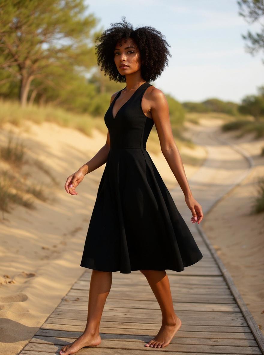 Women's sleeveless fit and flare midi dress in [color] for [wedding/date night/casual wear] — view 5b