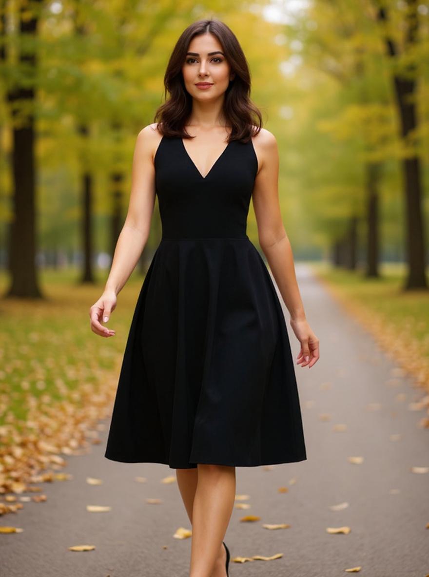 Women's sleeveless fit and flare midi dress in [color] for [wedding/date night/casual wear] — view 3a