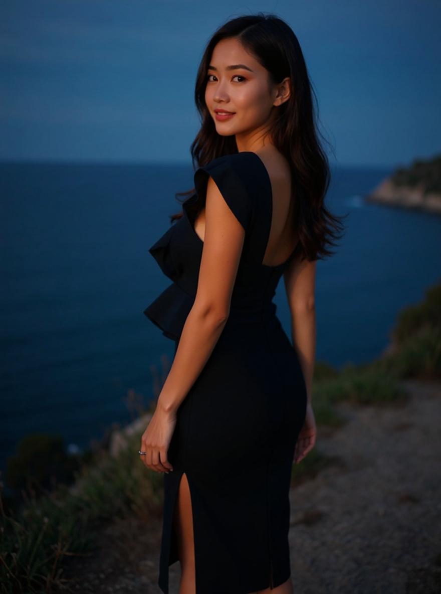 One shoulder ruffle bodycon dress with side split in [color], styled for [wedding guest/date night/party occasion] — view 3b