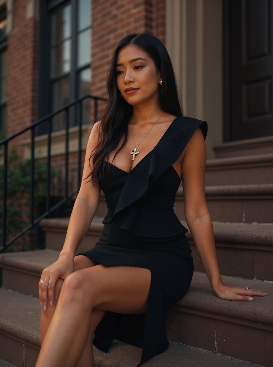 One shoulder ruffle bodycon dress with side split in [color], styled for [wedding guest/date night/party occasion] — view 4