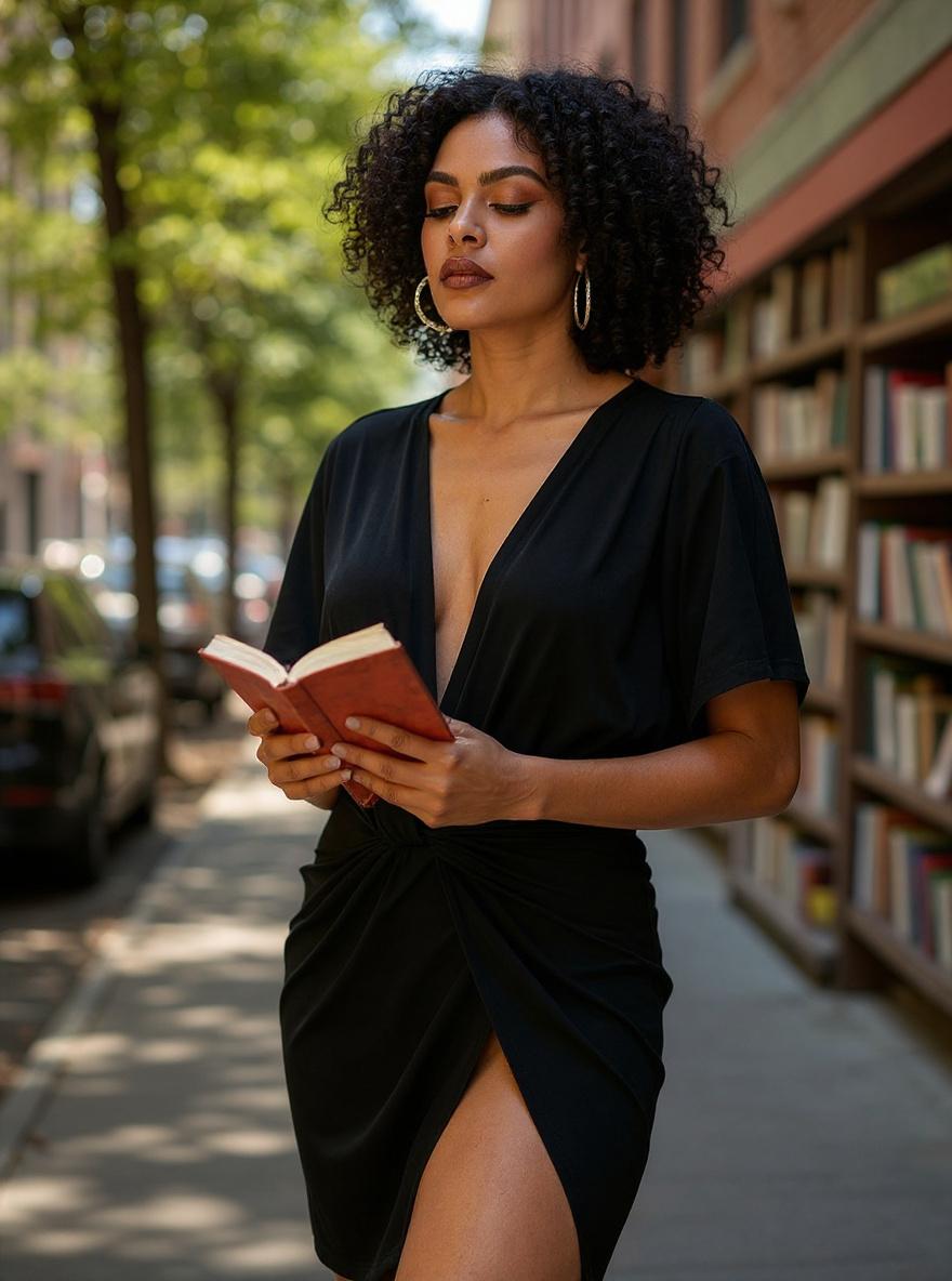 Deep V neck twisted mini party dress in [color] with high slit, styled for date night and going out — view 2