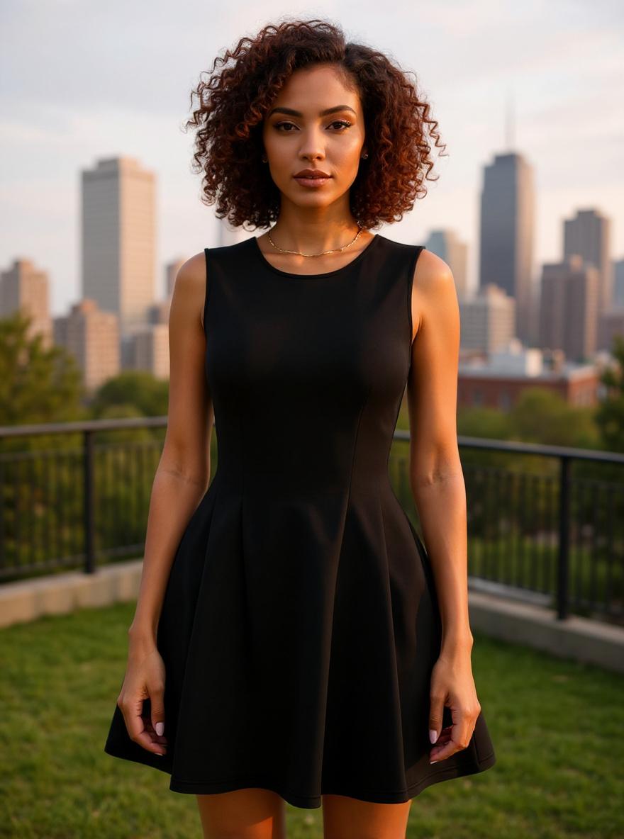 PRETTYGARDEN A-line work dress in [color] shown on model, suitable for office and business casual settings — editorial hero