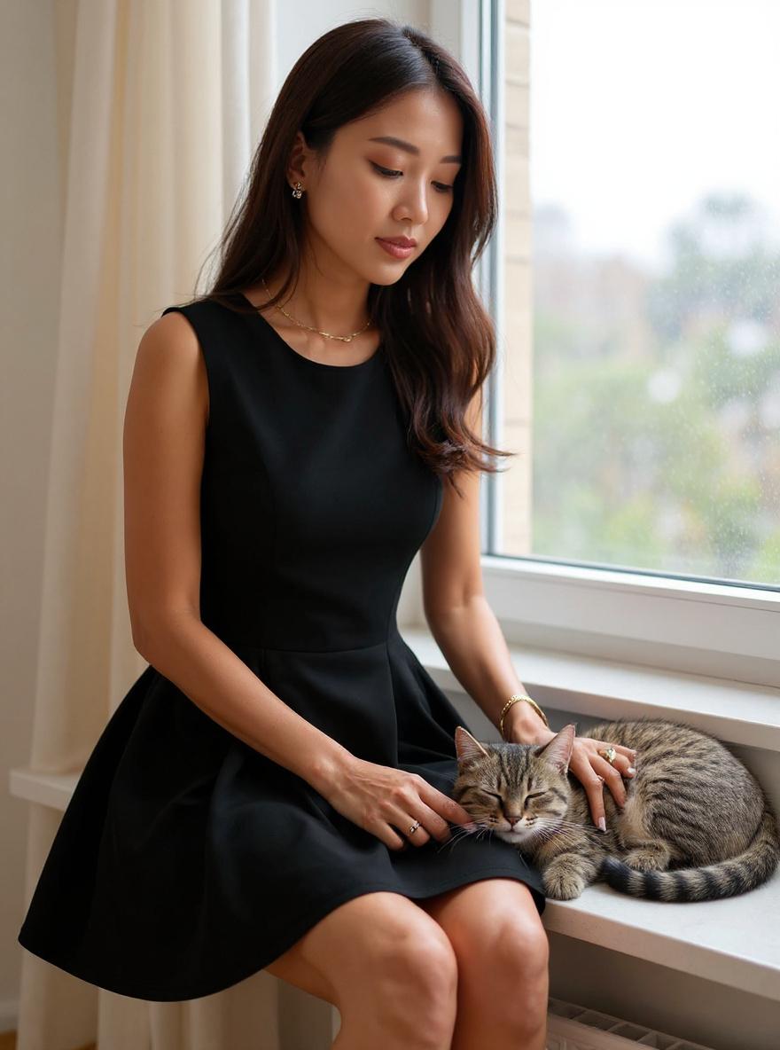 PRETTYGARDEN A-line work dress in [color] shown on model, suitable for office and business casual settings — view 2