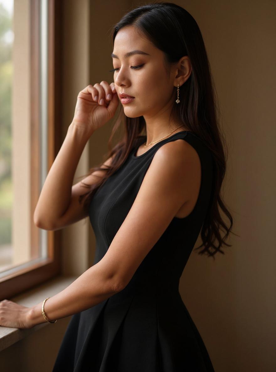 PRETTYGARDEN A-line work dress in [color] shown on model, suitable for office and business casual settings — view 6