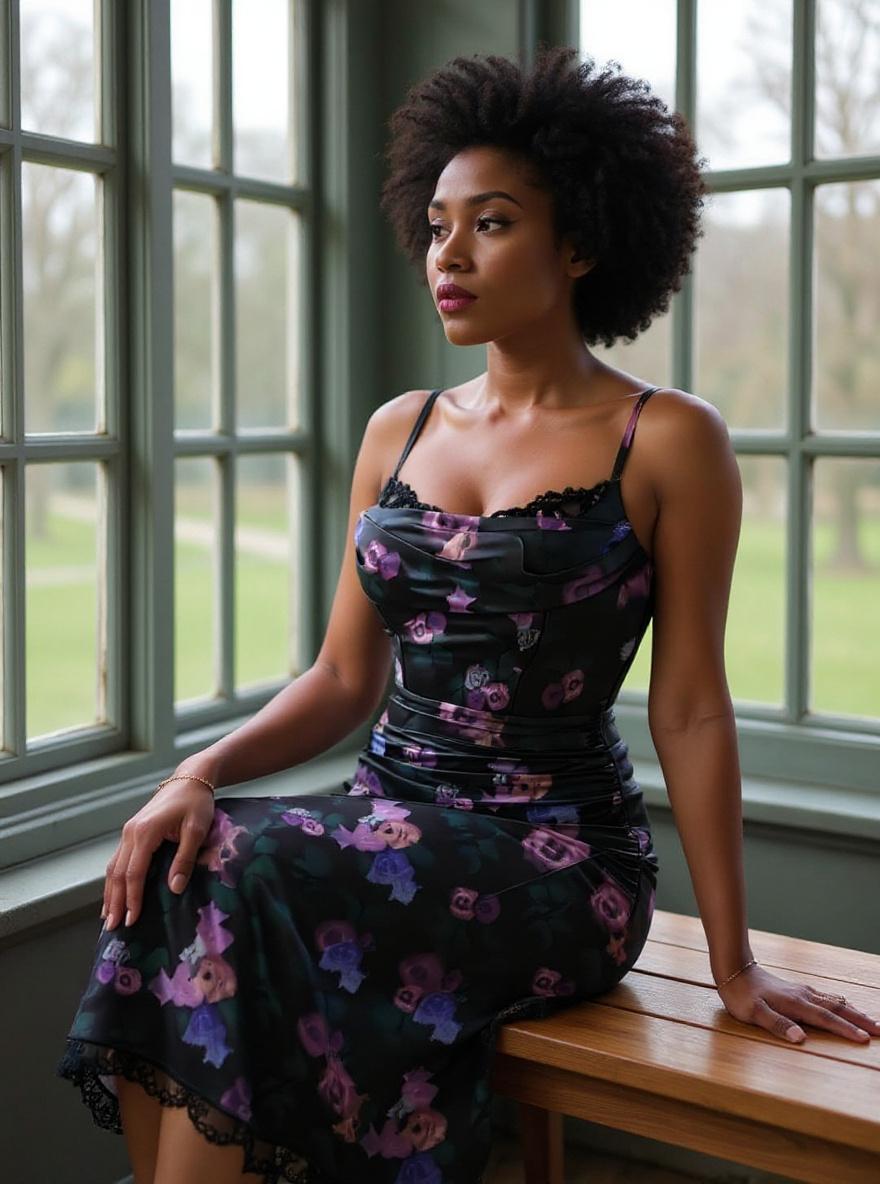 Popilush women's satin ruched midi dress in [color] with lace trim bra and shapewear corset, styled for date night and cocktail occasions — view 4