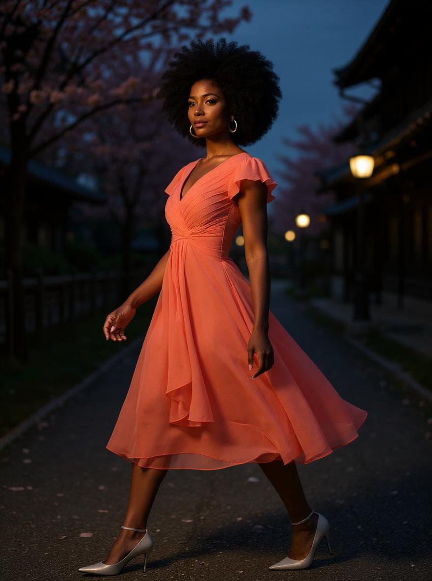 Short chiffon bridesmaid dress with V neckline and flutter sleeves in [color], styled for [wedding/formal event] — view 5b