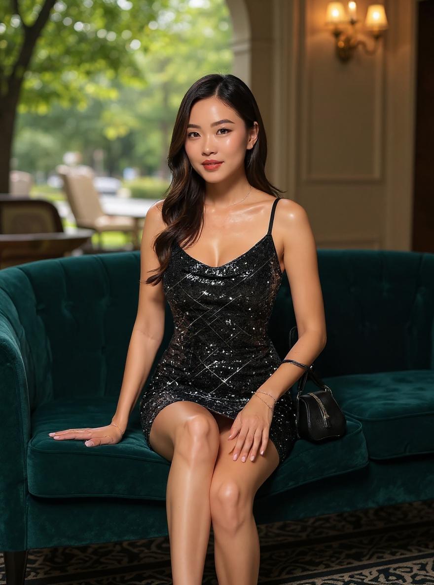 Popilush sequin mini dress in [color] with cowl neck and bodycon silhouette, styled for [party/cocktail occasion] — view 4