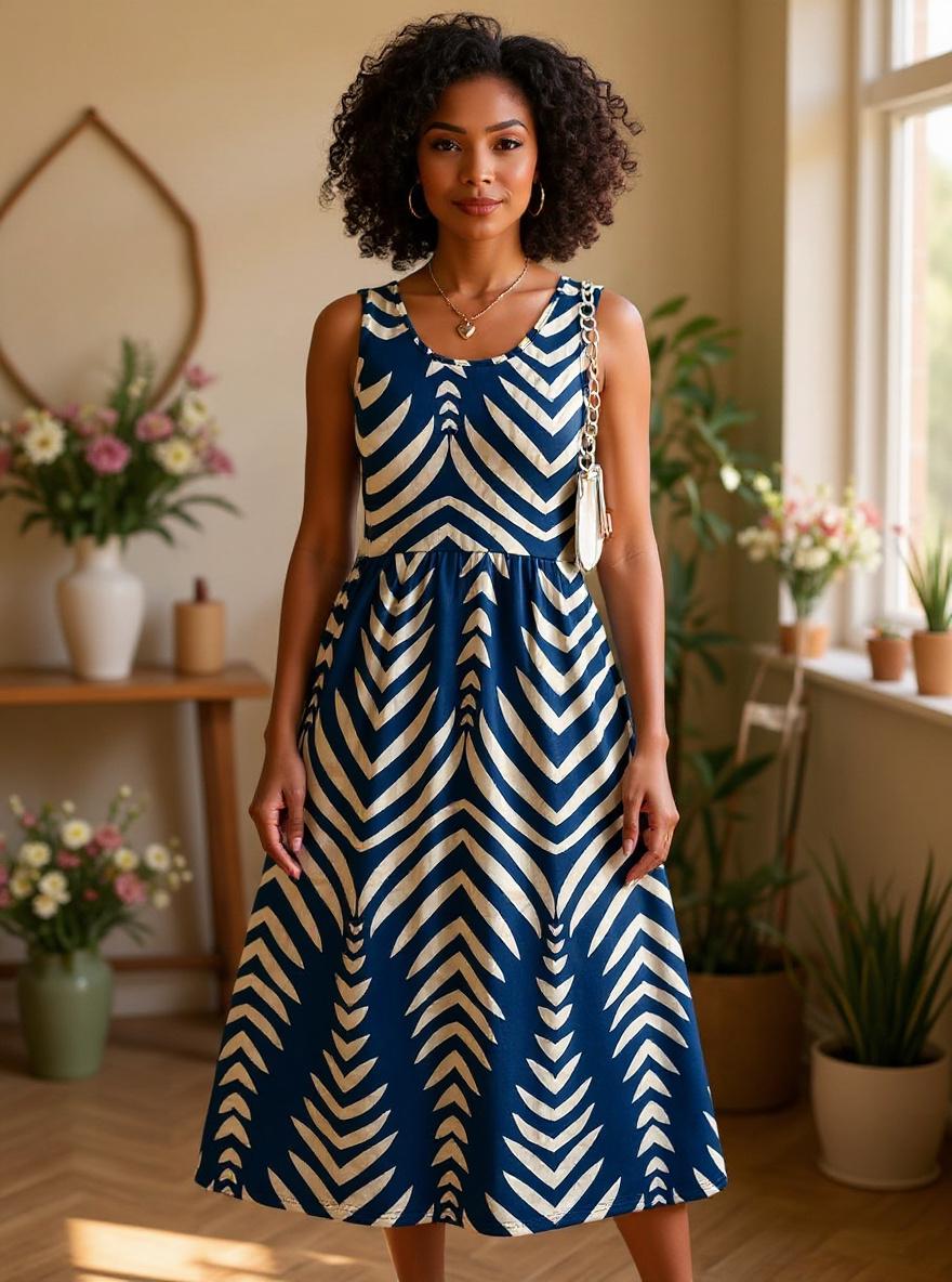 Boho flowy midi dress in [color] with pockets, styled for beach vacation casual wear — editorial hero