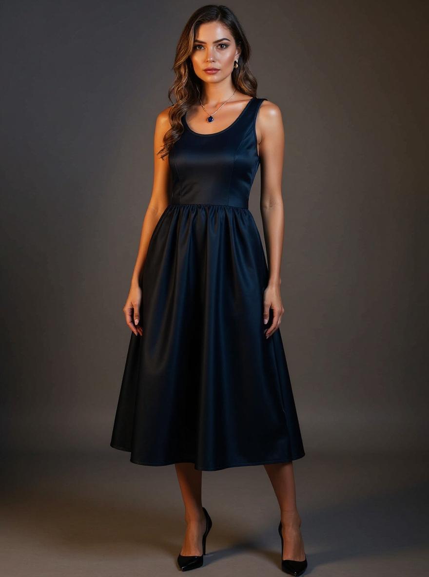 Boho flowy midi dress in [color] with pockets, styled for beach vacation casual wear — view 7a