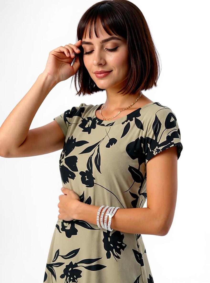 Cap sleeve crew neck maxi dress in [color] with pockets, styled for casual beach wear — view 6