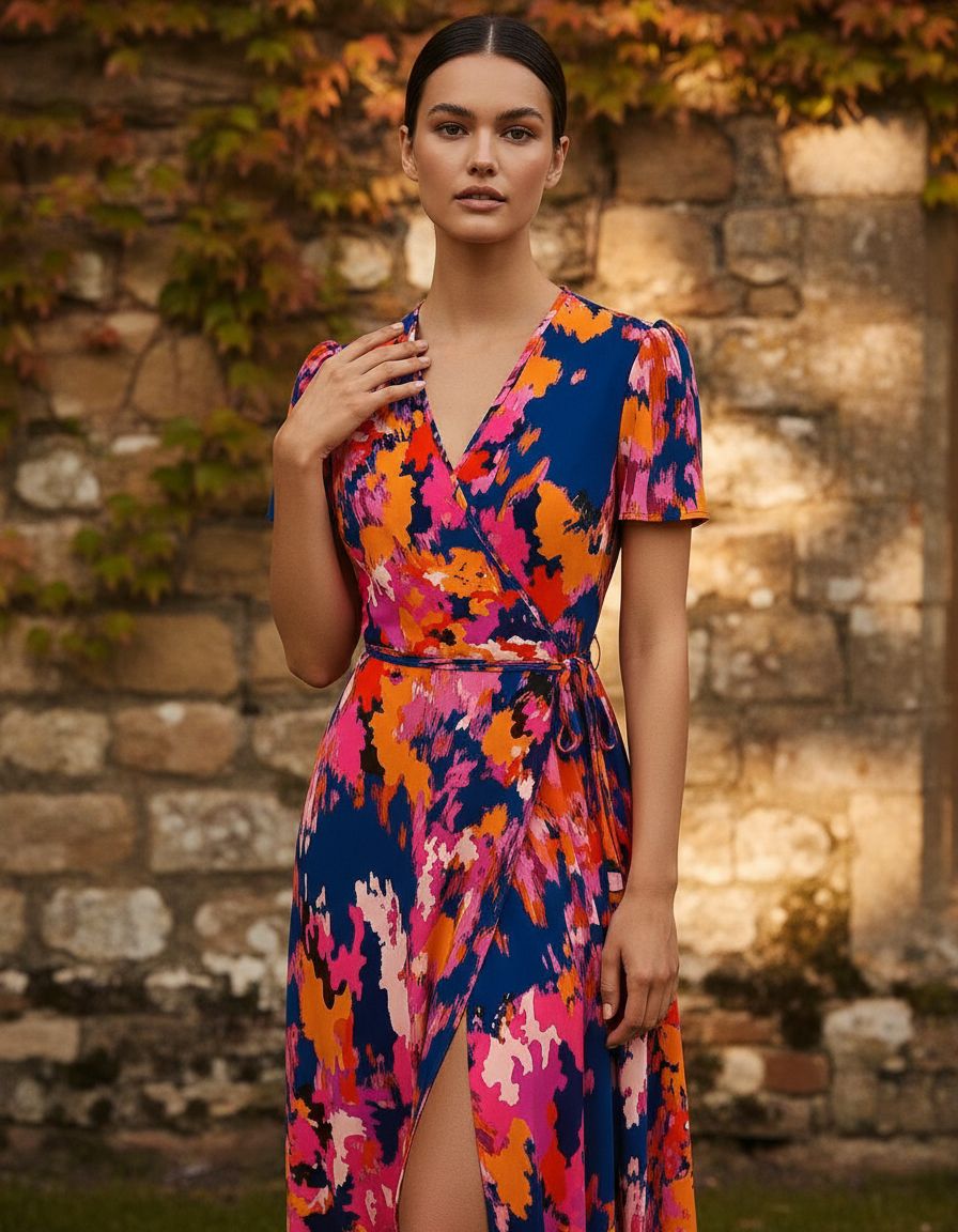 PRETTYGARDEN women's boho floral wrap V-neck maxi dress — view 7b