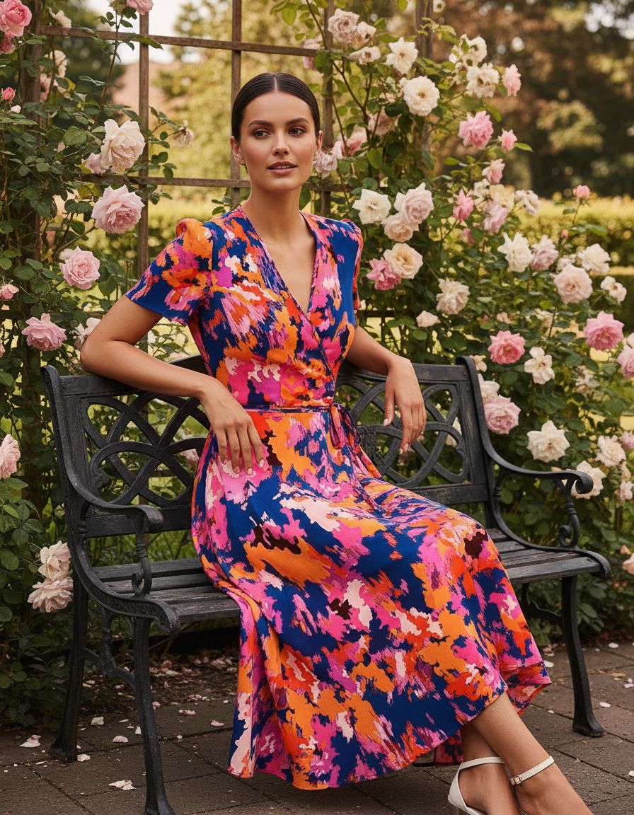 PRETTYGARDEN women's boho floral wrap V-neck maxi dress — view 2