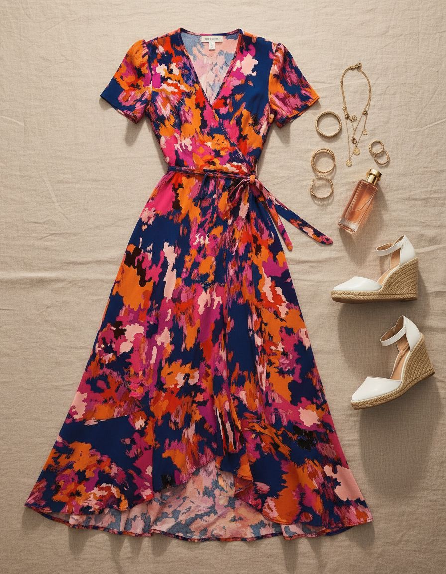 PRETTYGARDEN women's boho floral wrap V-neck maxi dress — view 7a