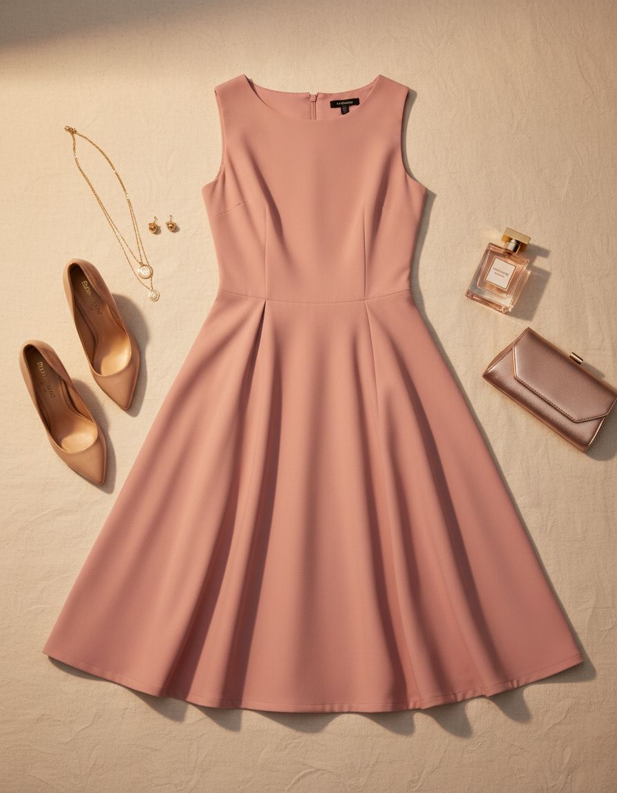 Bridesmay women's crew-neck sleeveless swing A-line midi dress with pockets — view 7a