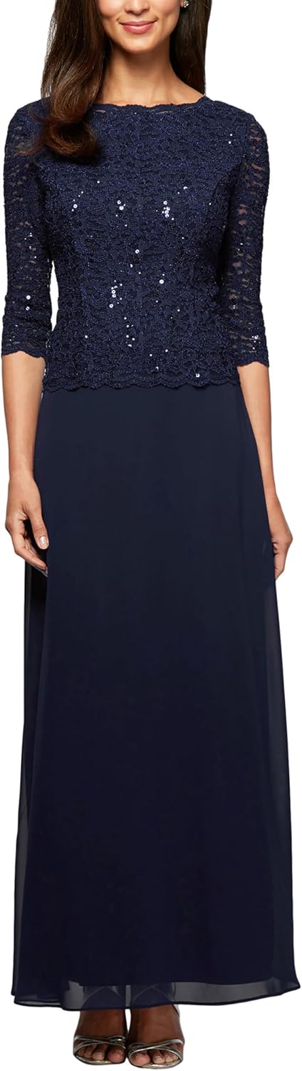 Gray mock wrap dress with illusion 3/4 sleeves and structured bodice, styled for wedding guest and cocktail occasions — view 1
