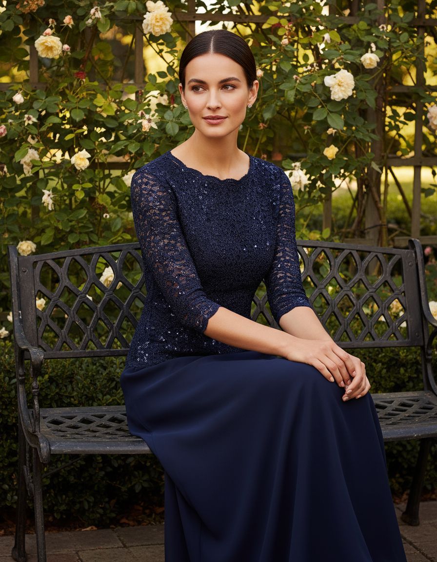 Gray mock wrap dress with illusion 3/4 sleeves and structured bodice, styled for wedding guest and cocktail occasions — view 2