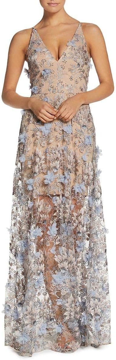 Sleeveless plunge neckline fit and flare maxi dress in [color] for date night and wedding guest occasions — view 4
