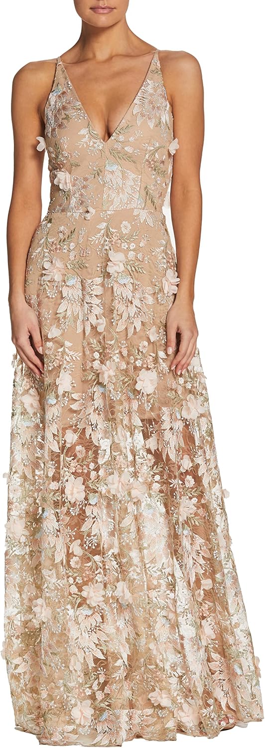 Sleeveless plunge neckline fit and flare maxi dress in [color] for date night and wedding guest occasions — view 2