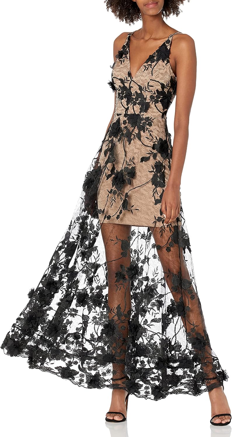 Sleeveless plunge neckline fit and flare maxi dress in [color] for date night and wedding guest occasions — view 3