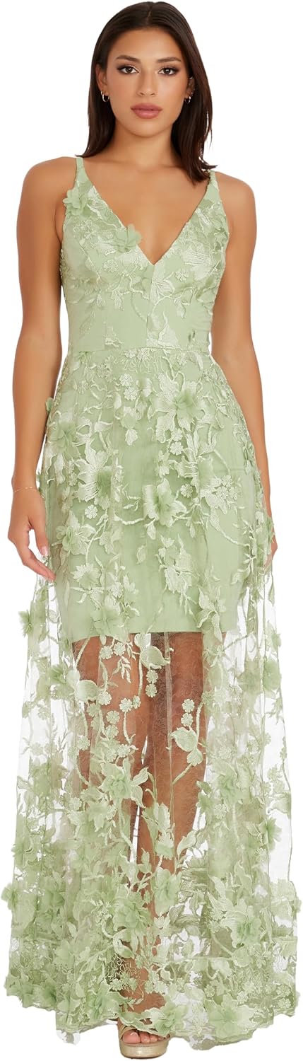 Sleeveless plunge neckline fit and flare maxi dress in [color] for date night and wedding guest occasions — view 5