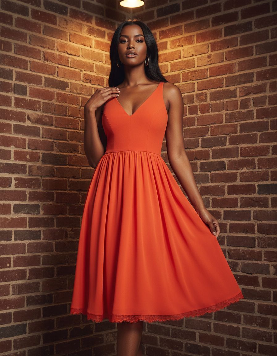 Sleeveless plunging neckline fit and flare midi dress in [color] with mixed media details for date night — view 7b