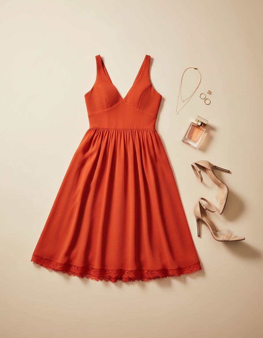 Sleeveless plunging neckline fit and flare midi dress in [color] with mixed media details for date night — view 7a