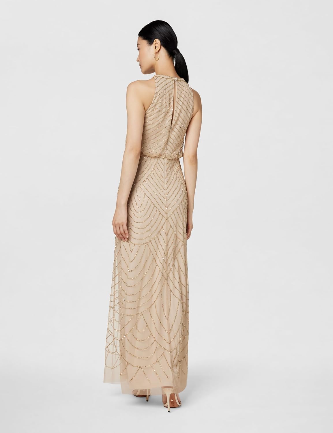 Halter beaded blouson gown in [color] for wedding guest and formal events — view 4